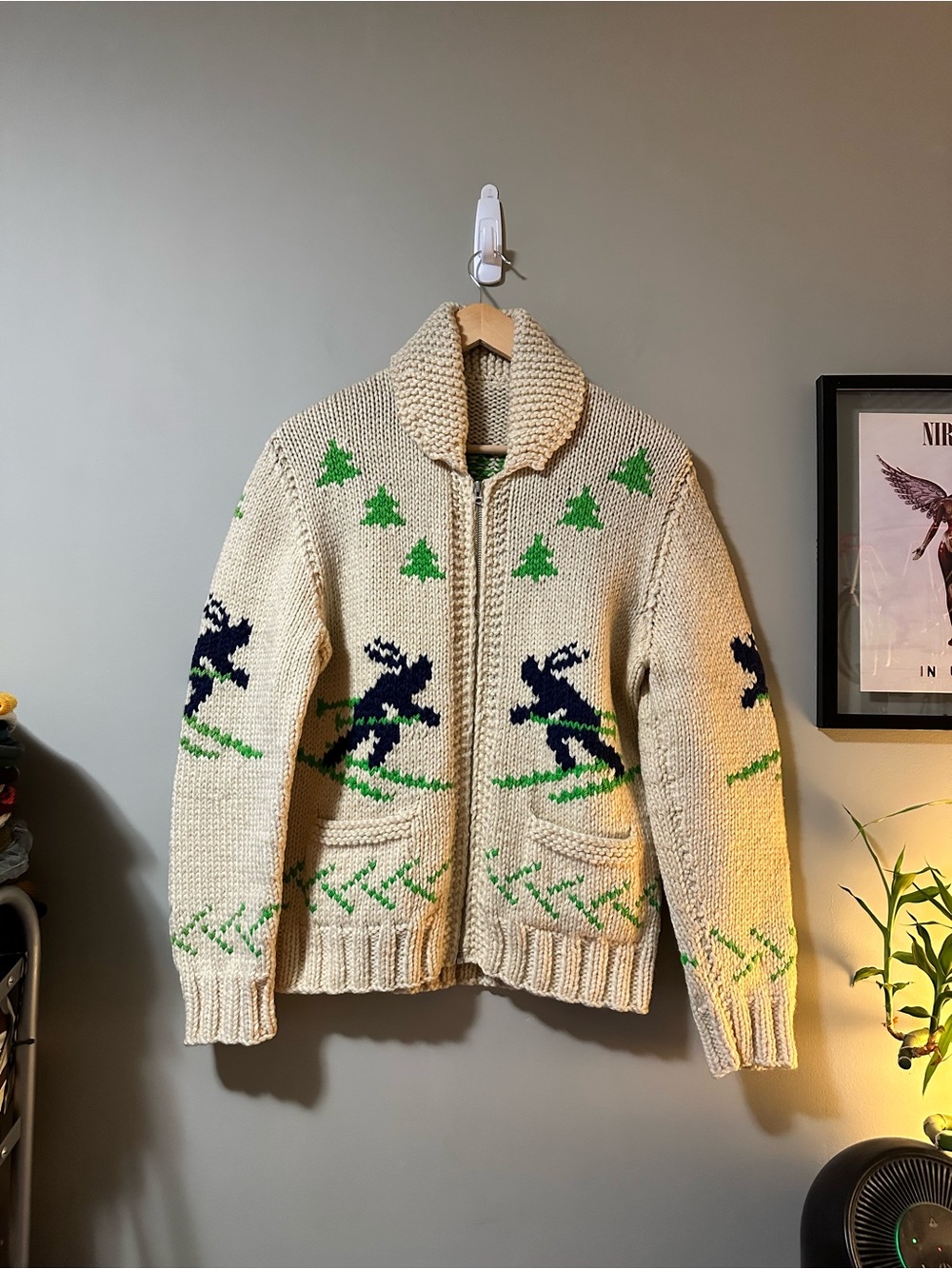 Vintage Hand Knit Wool Cowichan Style Cardigan